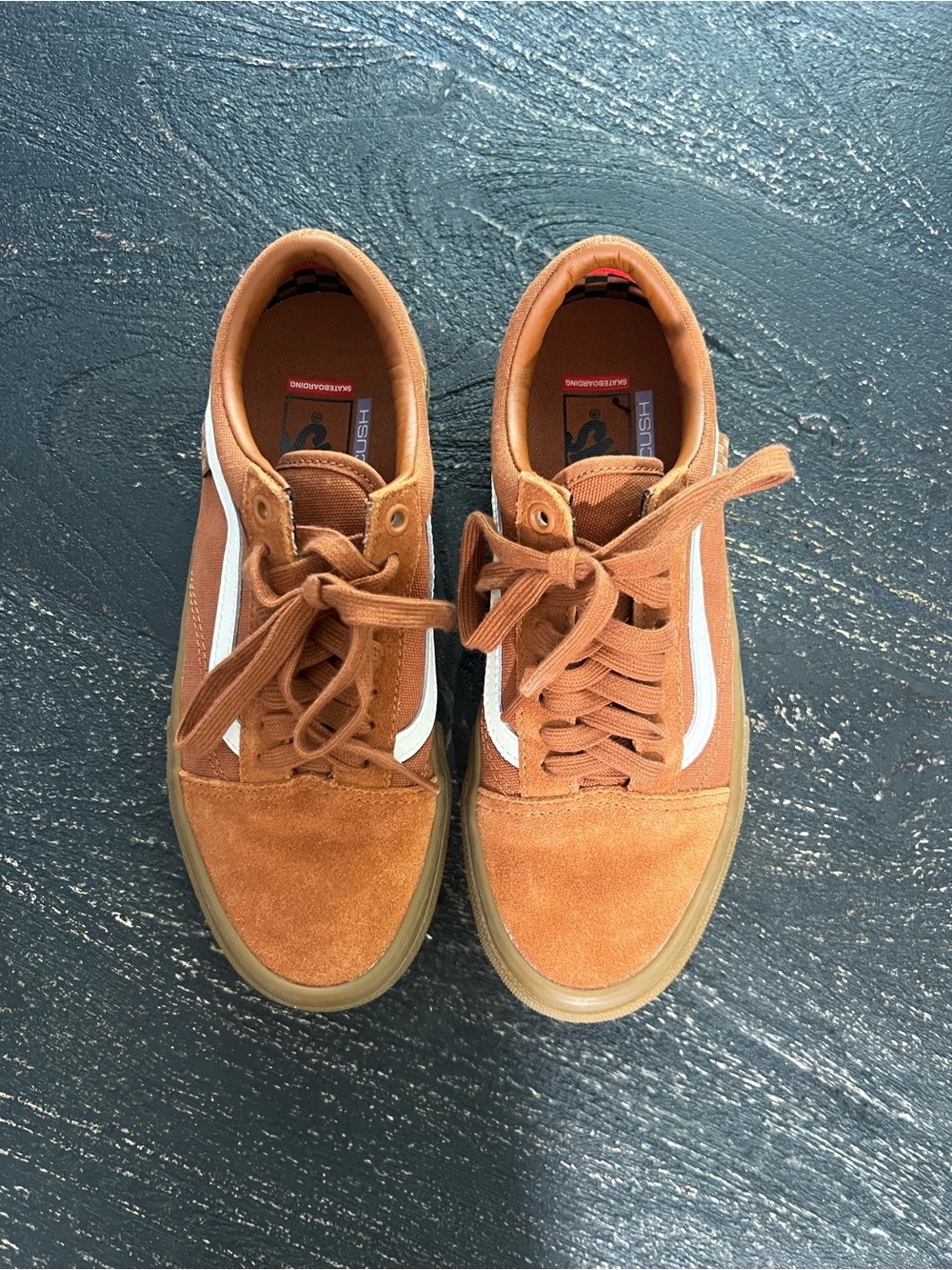 Vans Men’s Old Skool Suede Sneakers in Rust Brown with White Stripe